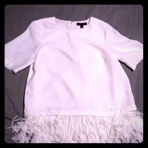 White fringe boxy top